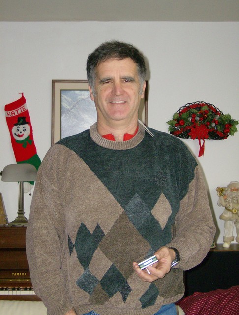 Dad holding present