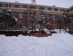 This is four hours later then the last picture of my dorm. Proof the snow did melt a bit that day. 
