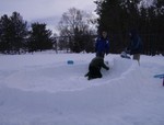 We're on our second level of blocks. This is going to be a LARGE igloo.